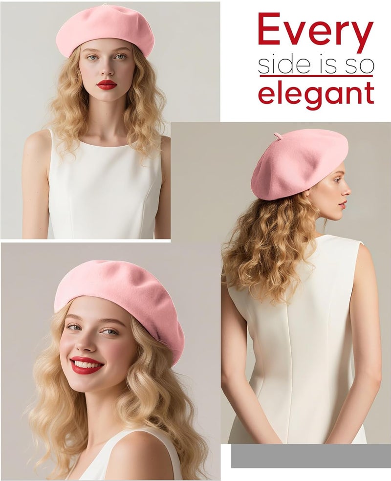 CKYPTFK Beret Hats for Women Holiday Wool French Style-Black/Red Church Hat-Clueless Outfit & Men's Beret - Image 4